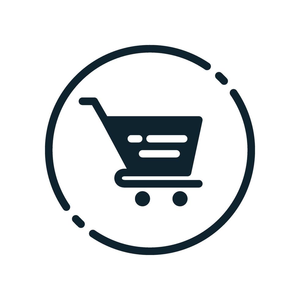 Design Illustration graphic of shopping cart icon with glyph style. Suitable for UI, mobile design, web design, etc. vector