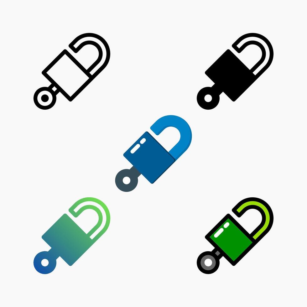 Design Illustration graphic of key and lock icon with colored line, flat, glyph, gradient, and line style. Suitable for UI, mobile design, web design, etc. vector