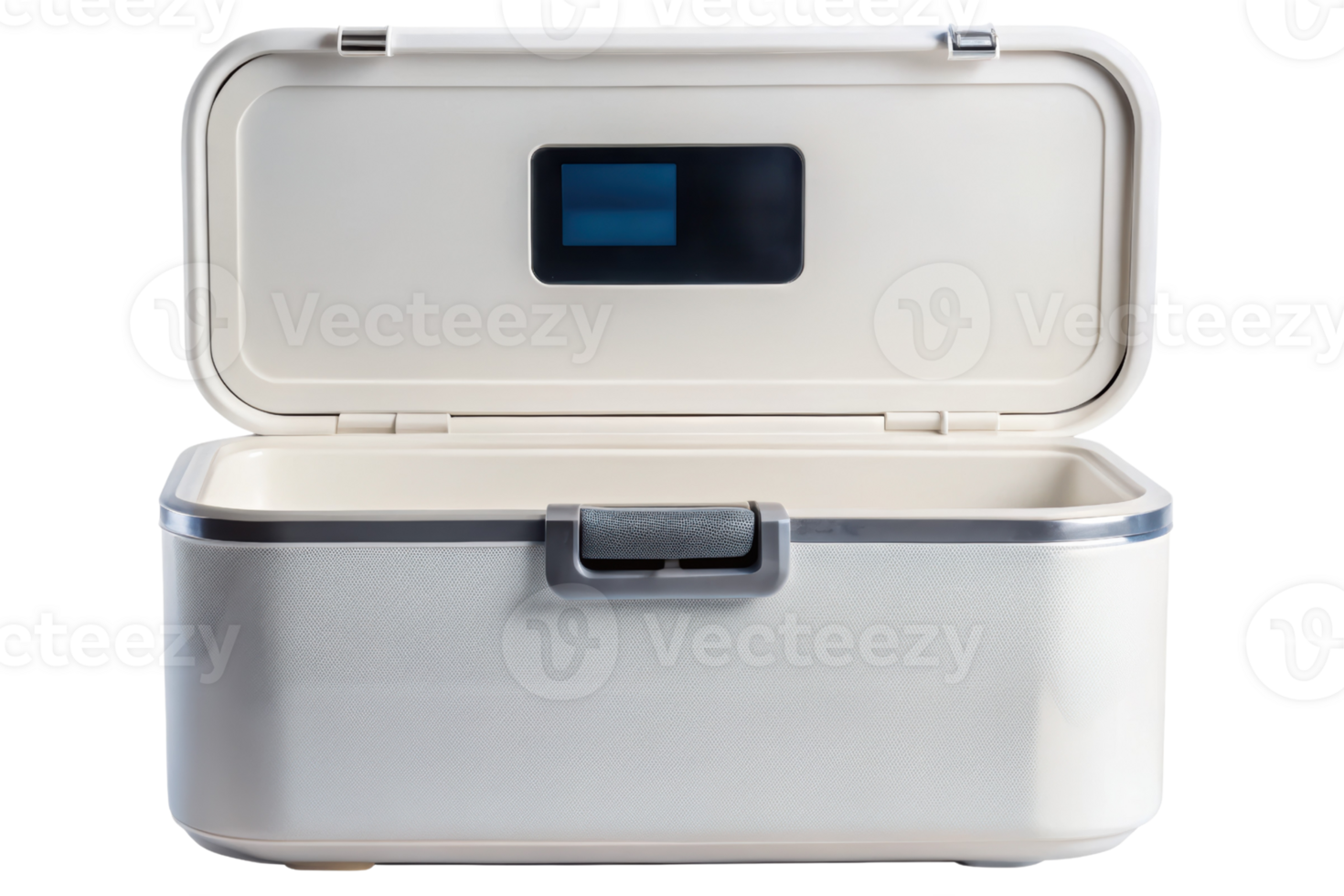 Portable cooling box with digital temperature display and open top png
