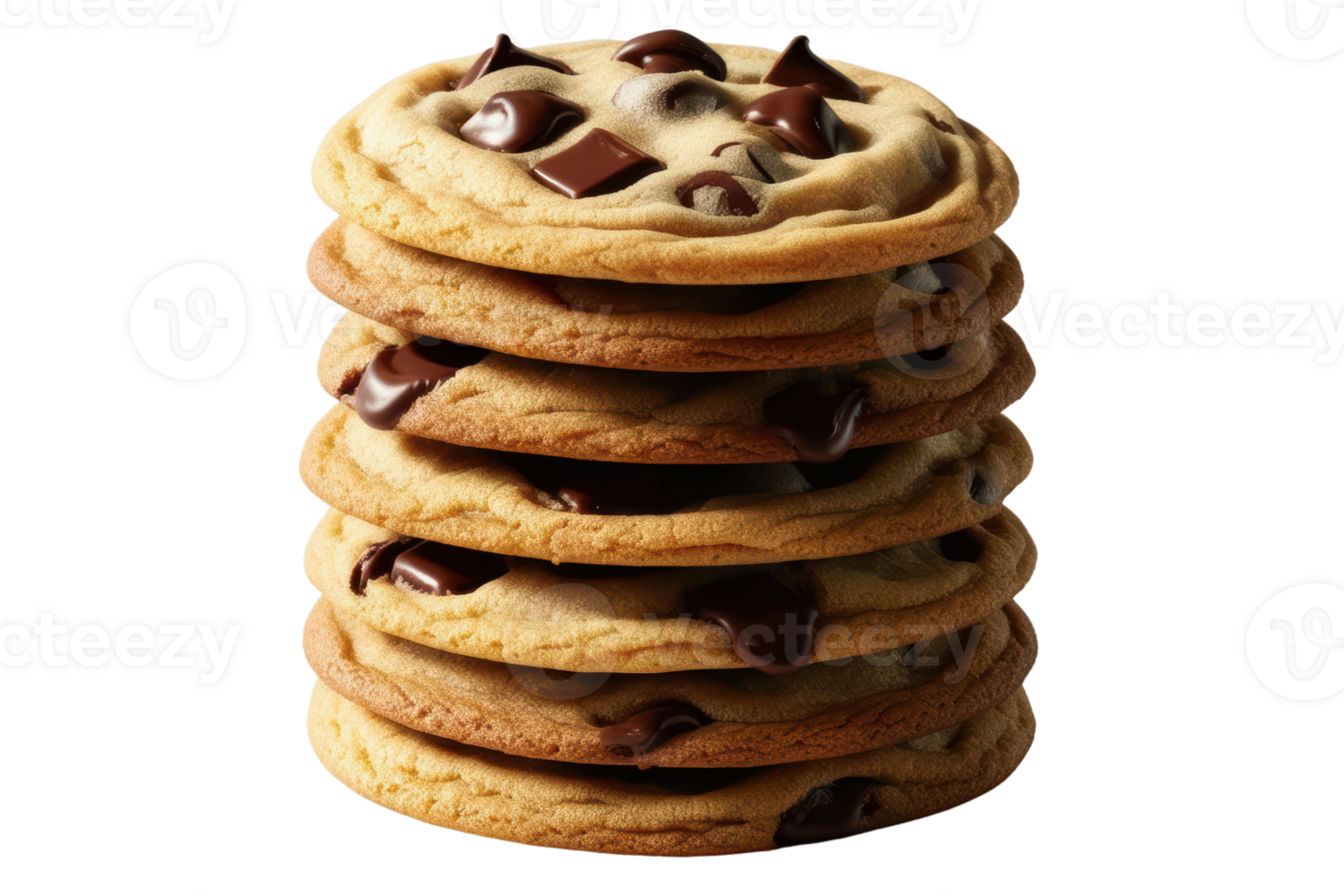 Stack of chocolate chip cookies isolated on a transparent background png