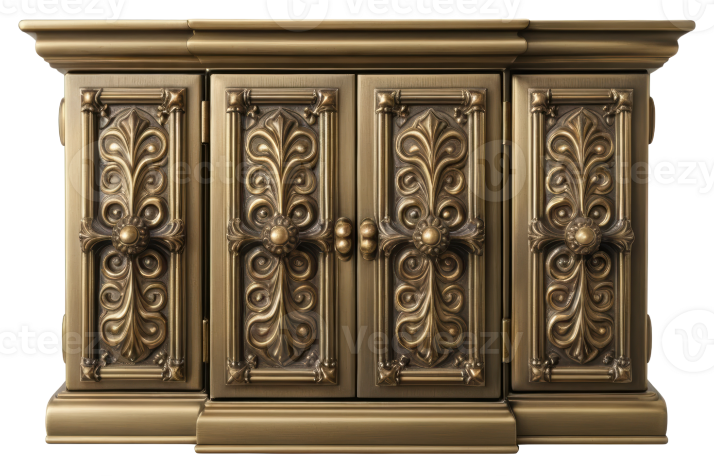 Elegant vintage cabinet with ornate detailing and classic design isolated on a transparent background png