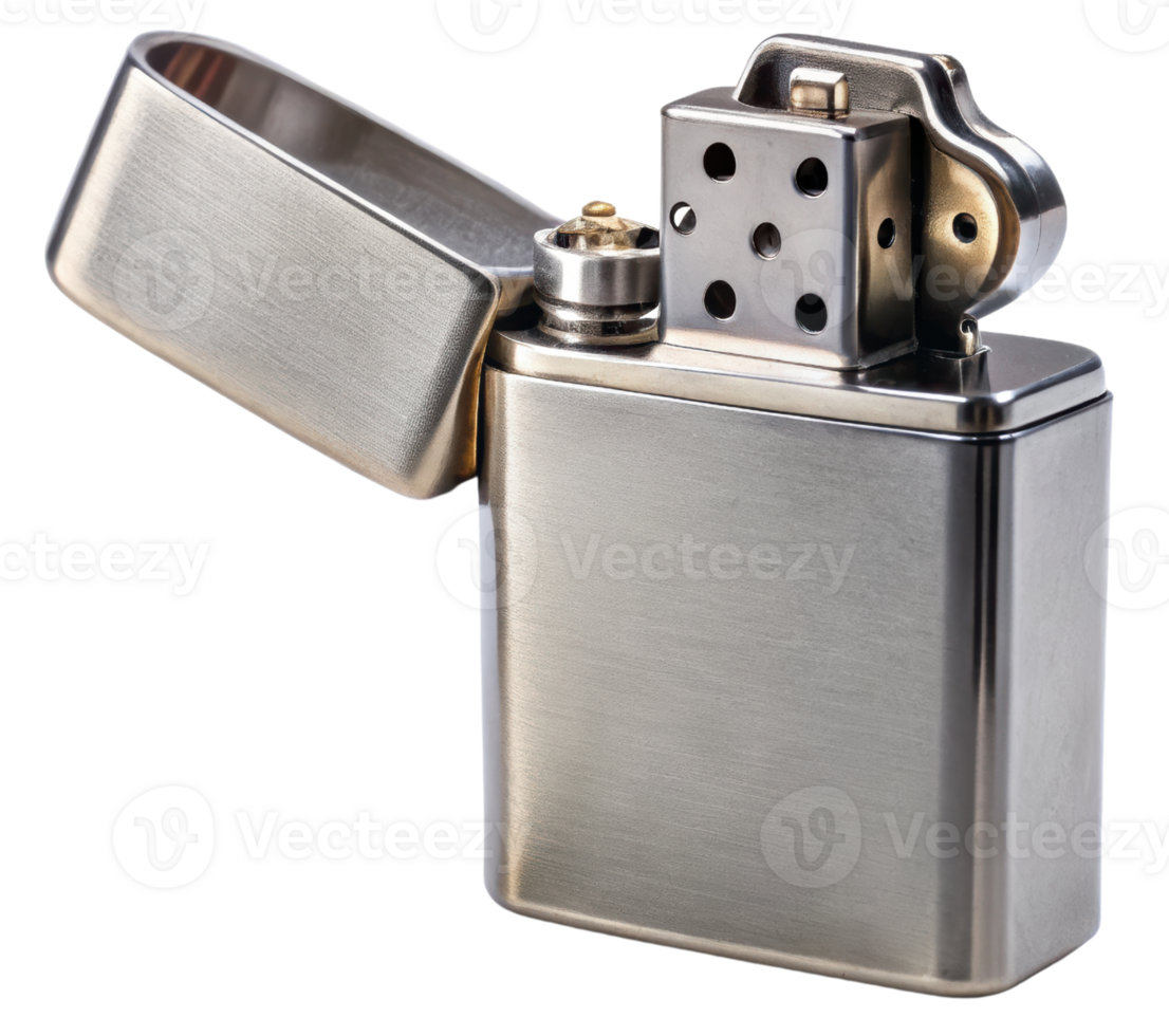 Sleek metal lighter with classic design and practical use isolated on a transparent background png