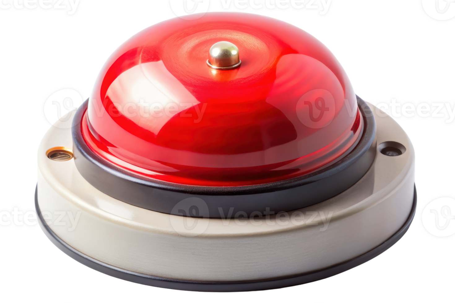 Bright red alert button isolated on a transparent background png