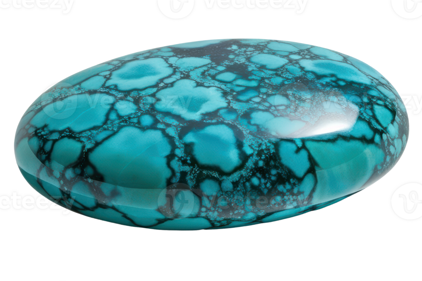 Turquoise gemstone with unique marbled patterns on a transparent background png