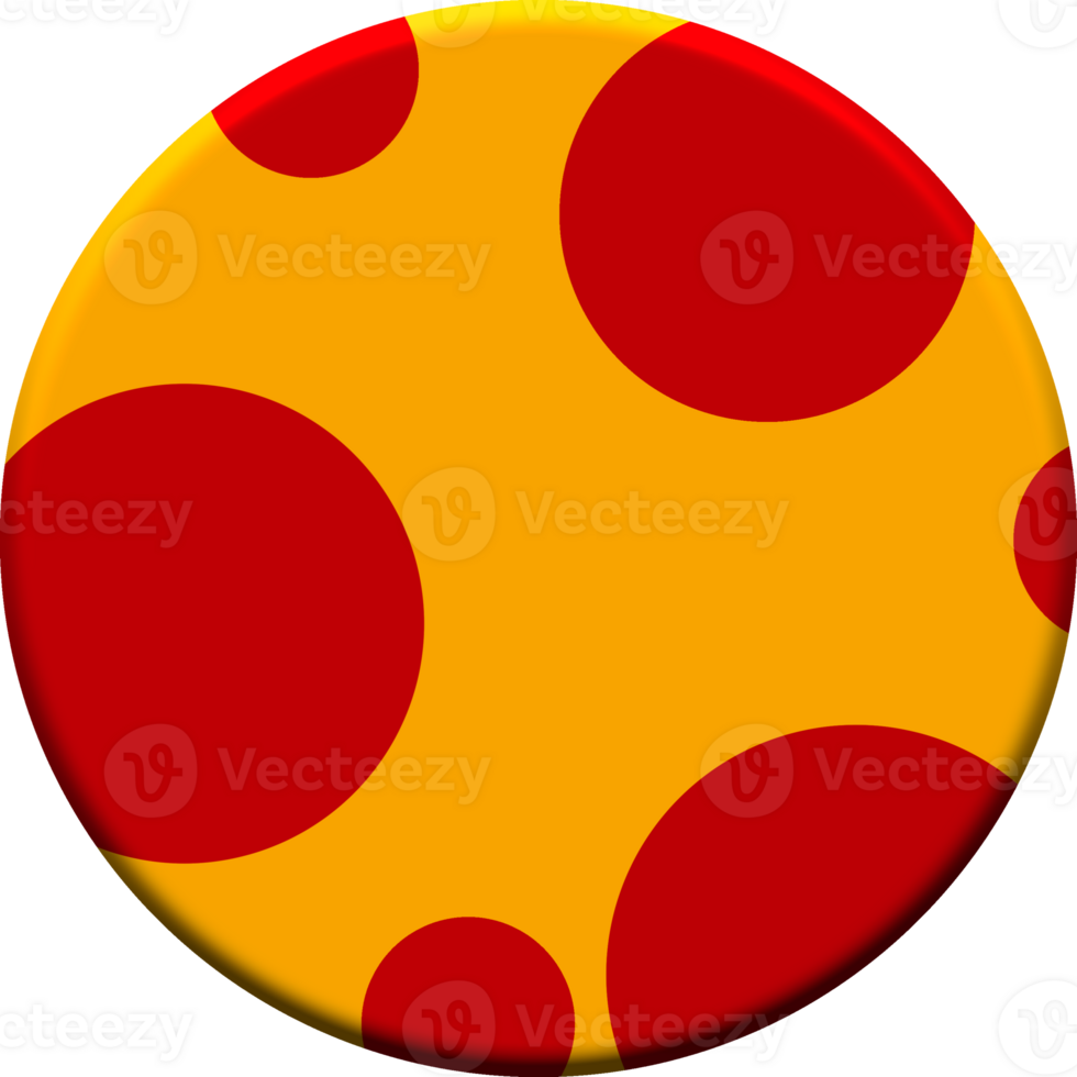 A red and yellow polka dot pattern on a round button png