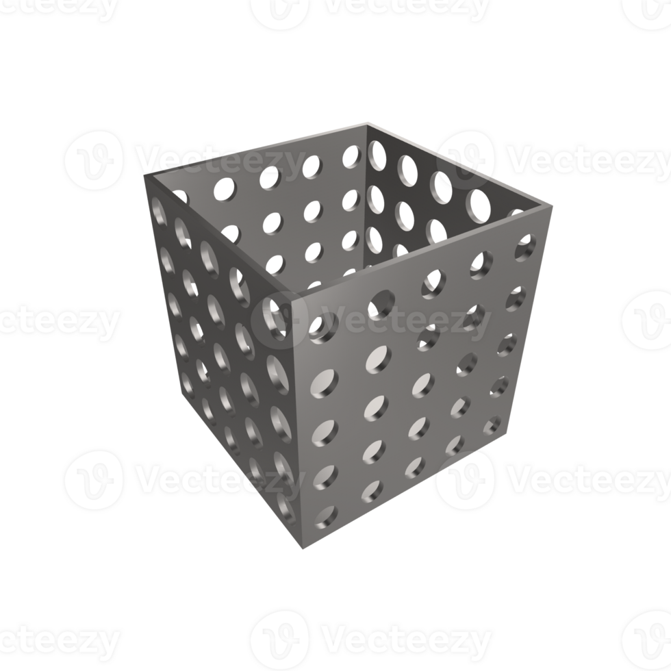 Metal Basket with Holes Isolated with Transparent Background png