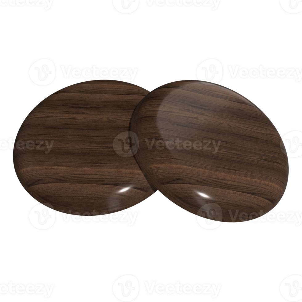 Two Brown Wooden Plates with Transparent Background png