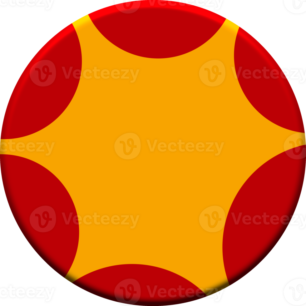 A red and yellow star shaped button png