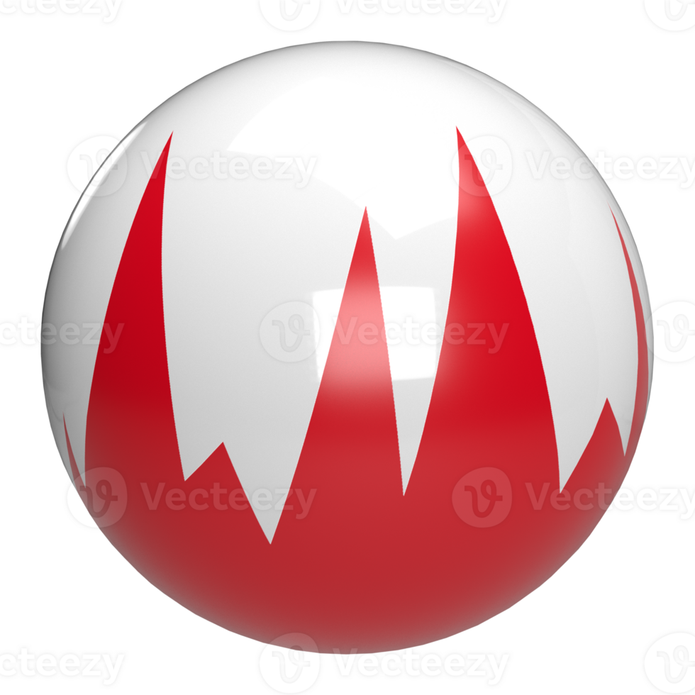 A red and white ball with a mountain on it png