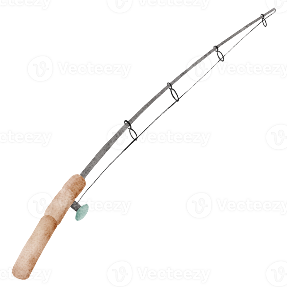 Watercolor Fishing Rod Clipart png