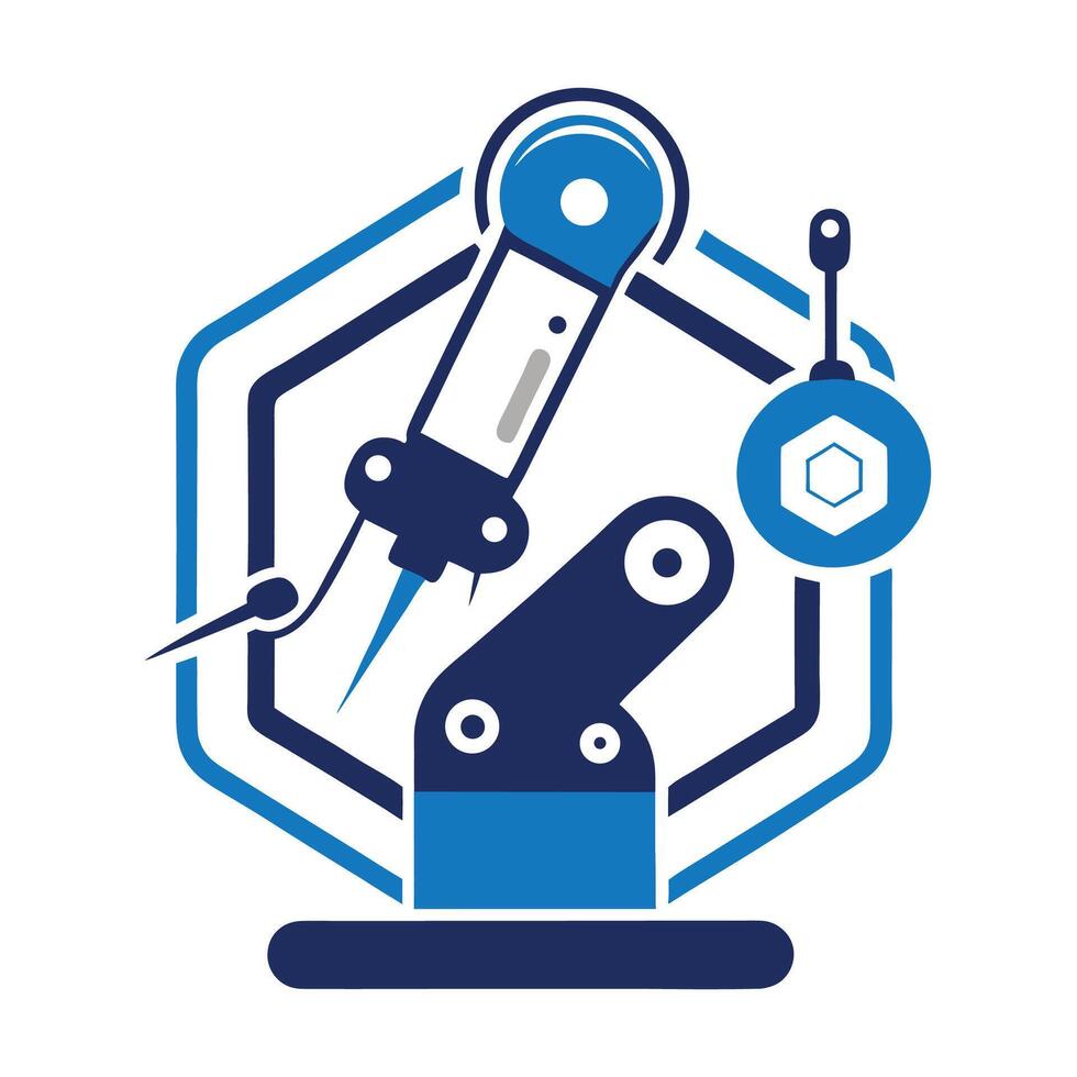 Simple logo design featuring a robotic surgical instrument with a clean and modern aesthetic suitable for medical technology branding vector