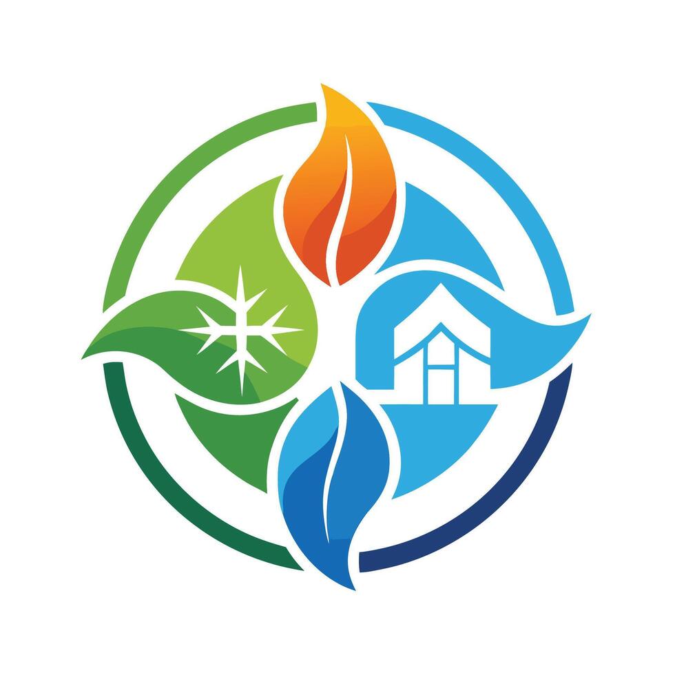 Minimalist climate control logo design for HVAC service promoting energy efficiency and comfort vector