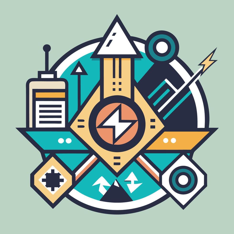 Creative design showcasing modern geometric shapes and vibrant colors that symbolize innovation and energy dynamics in a contemporary setting vector