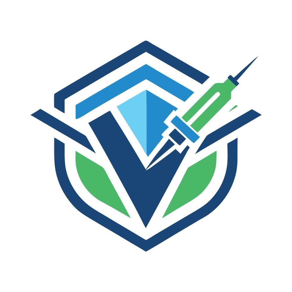 Modern logo design showcasing innovative vaccine technology emphasizing safety and trust with a contemporary shield and syringe representation vector