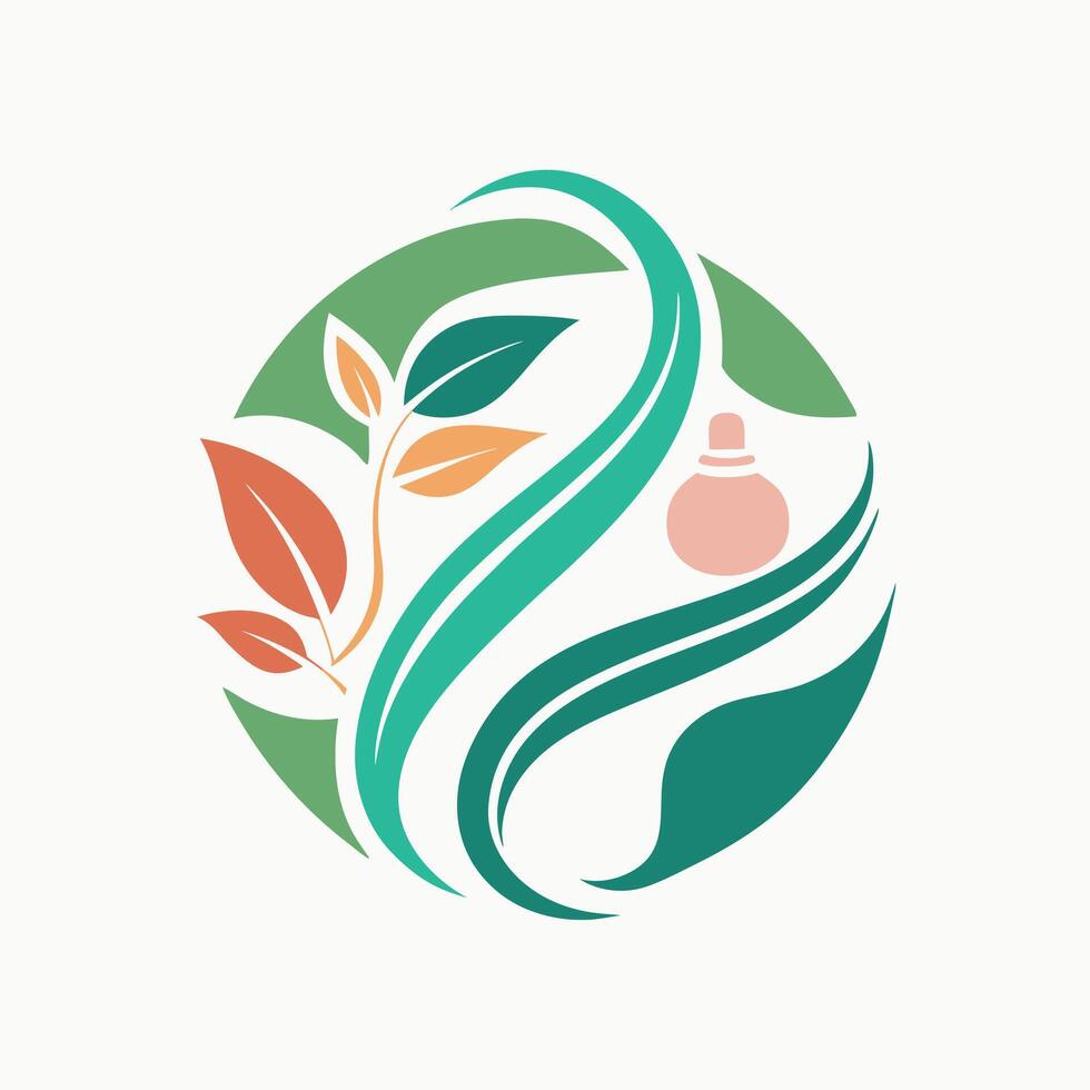 Unique and refined logo design showcasing a personalized cosmetic brand with natural elements in a clean circular layout vector