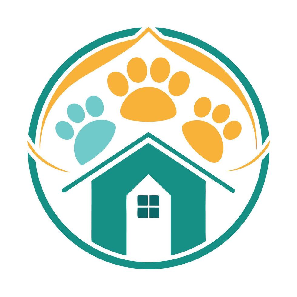 Welcoming minimalist logo design for a pet boarding facility reflecting a safe and friendly environment for animals in care vector