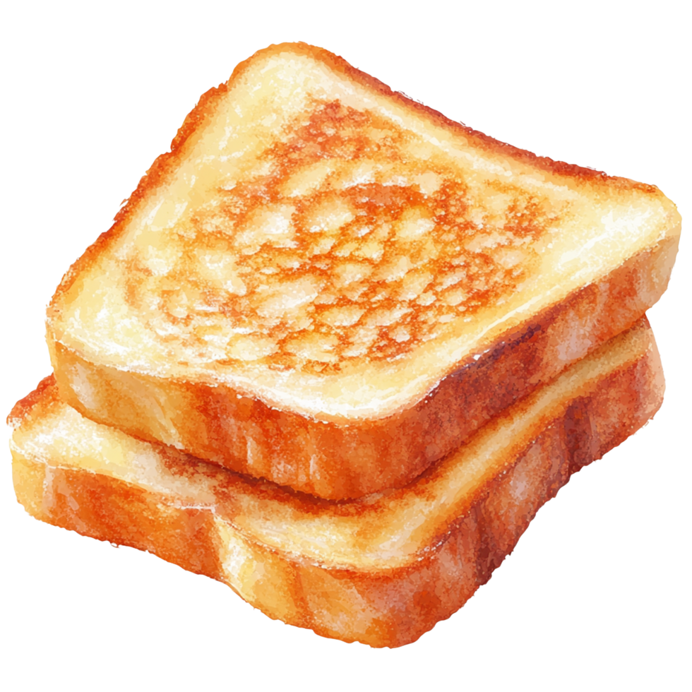 Watercolor Two slices of toast are stacked on top of each other png