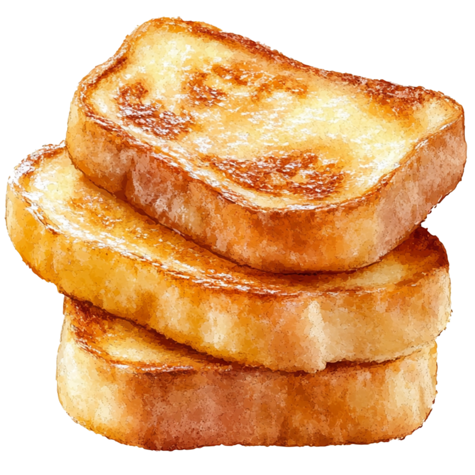 Three slices of french toast stacked on top of each other png
