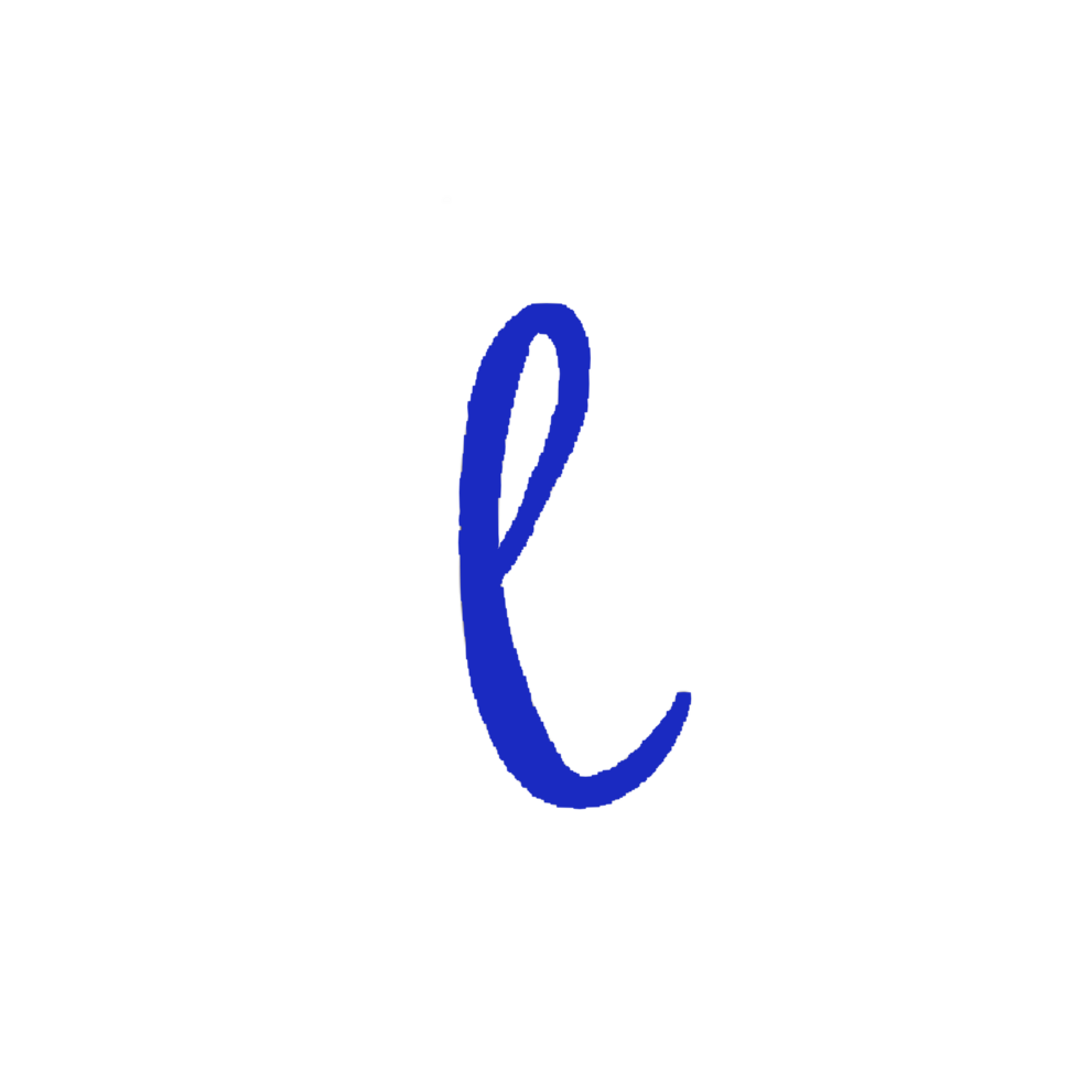 blue cursive font l png