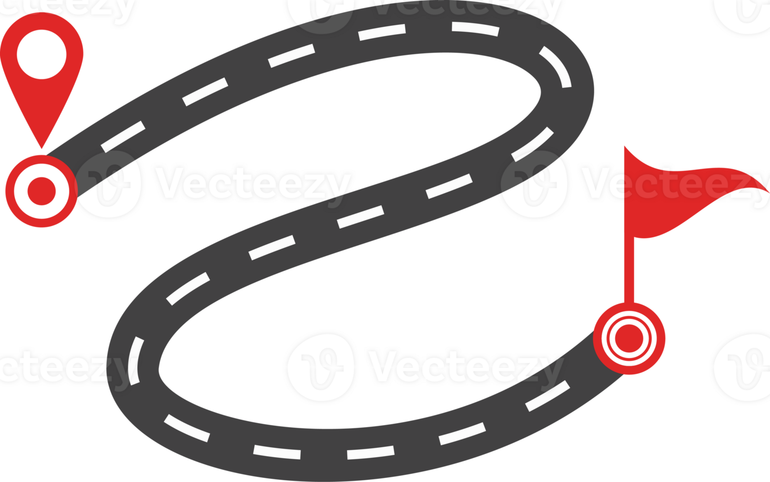 Concept of plan with an easy route A difficult option B and real life way. Expectation and reality png