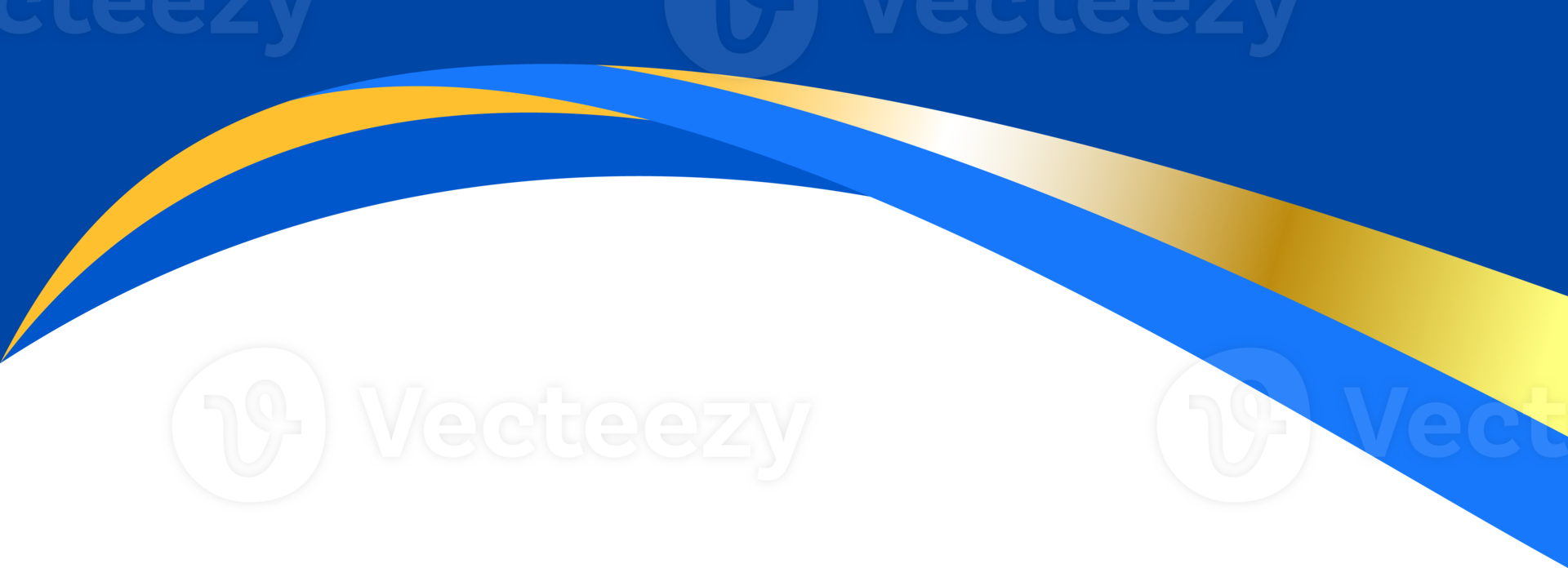 Border shape for banner design. Blue header with golden section. Abstract bottom for web page. Curved divider template. Wavy horizontal separator png