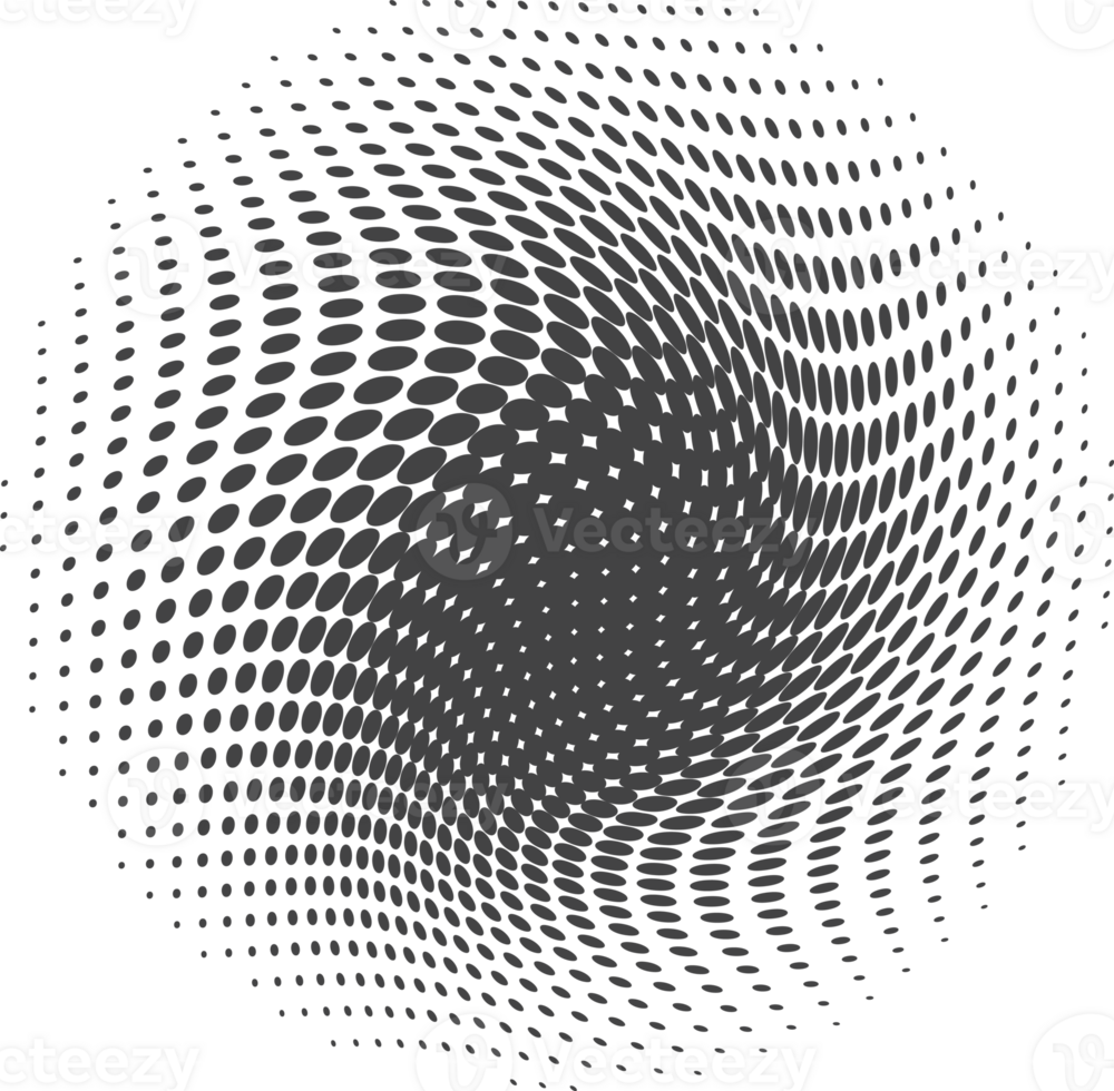 Dotted round shape. Abstract halftone element. Geometric circular wavy spotted circle. png