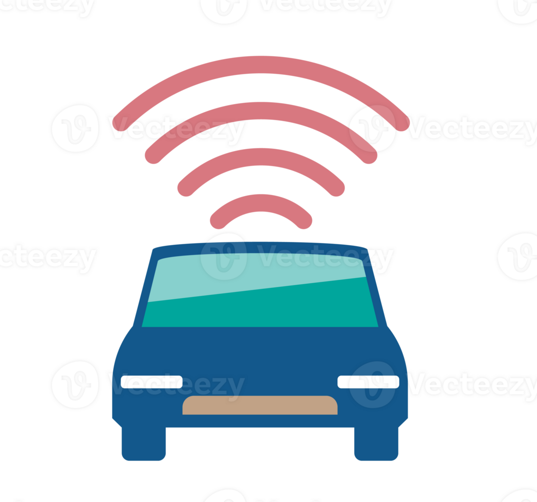Illustration of Car with Signal Waves png