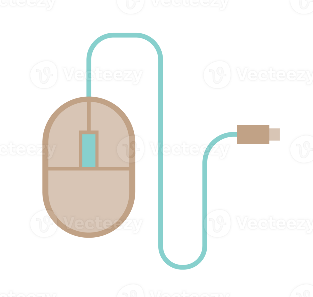 Illustration of a Wired Computer Mouse png