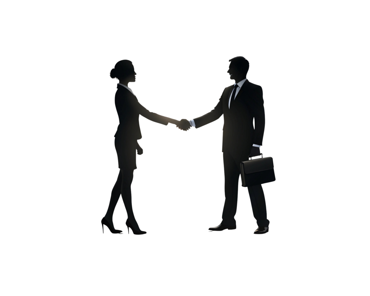 Silhouette of two business people shaking hands png