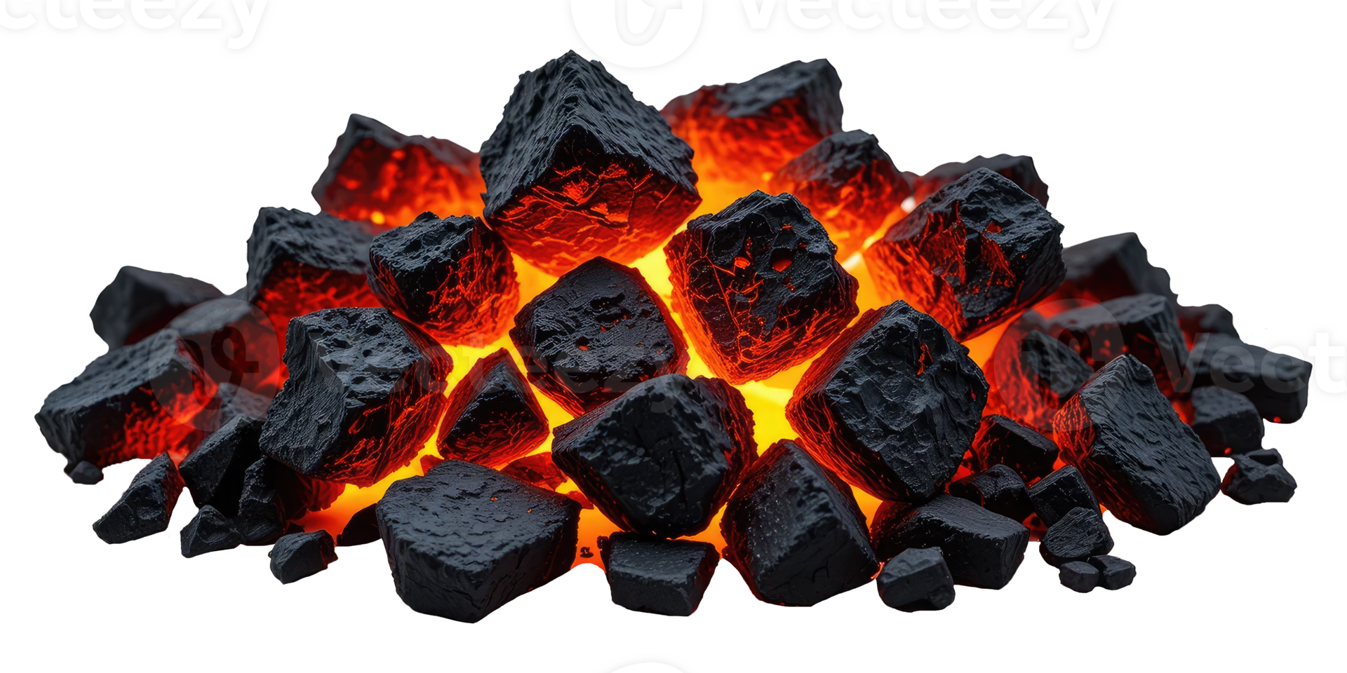 Fiery Charcoal Briquettes Isolated for Grill or BBQ Design png