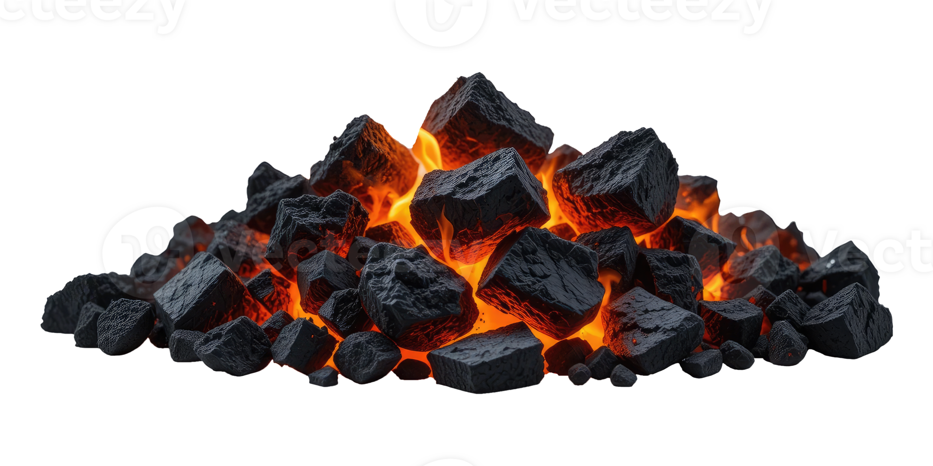 Burning Black Charcoal Isolated on Clear Background png