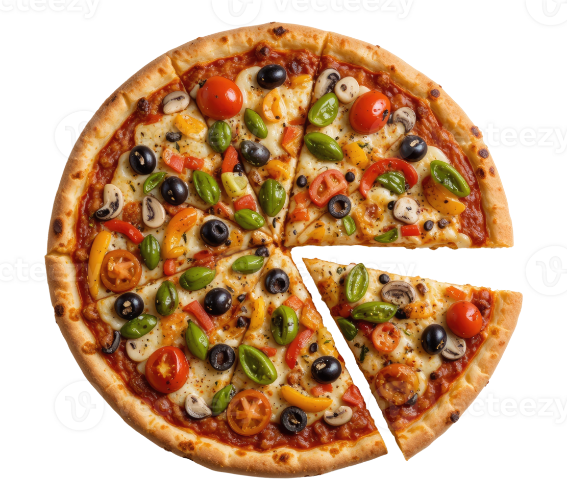 Hot and Fresh Pizza Cutout on Transparent Layer png