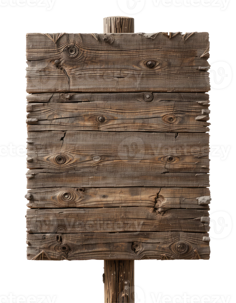 Old Wooden Signboard Isolated on Transparent Background png