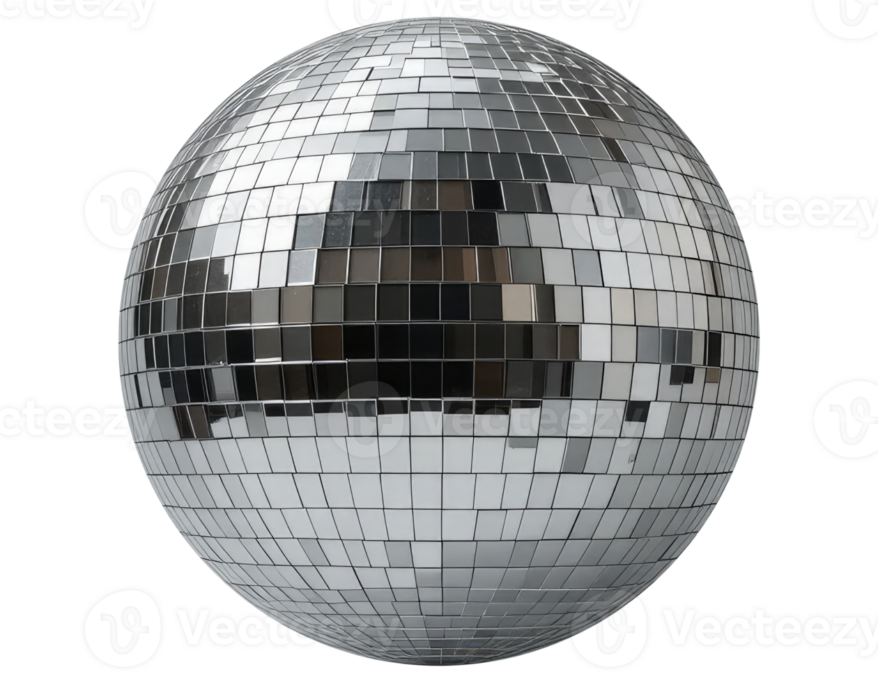 Silver Disco Ball Cut Out Isolated on Transparent Background png