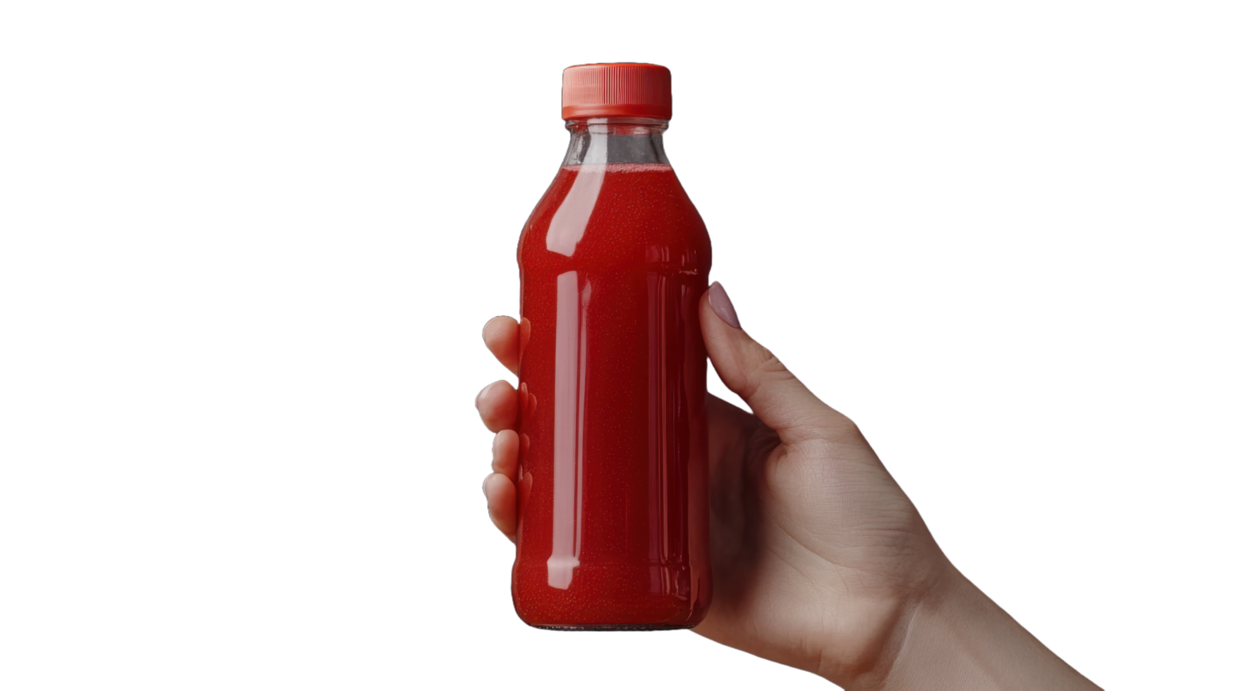 Bottle of tomato juice in hand png