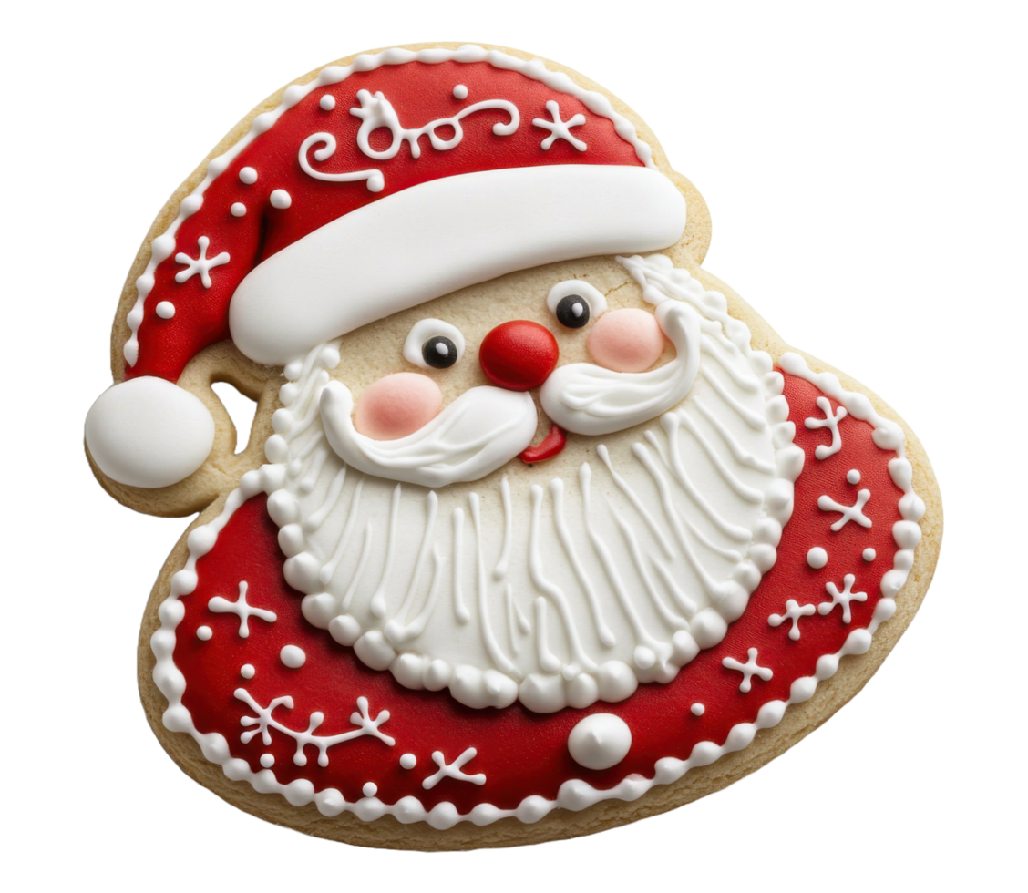 Christmas Santa cookie isolated on transparent background png