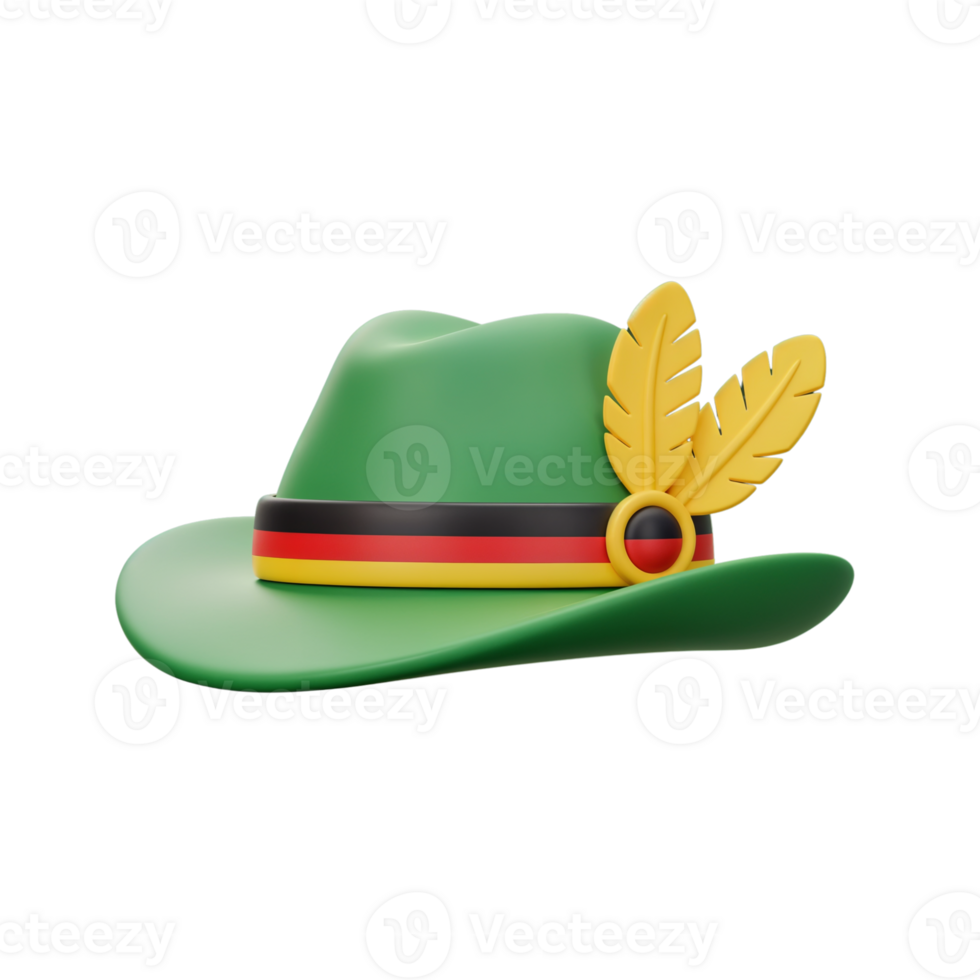 Classic Green Hat with Decorative Feathers for Style png