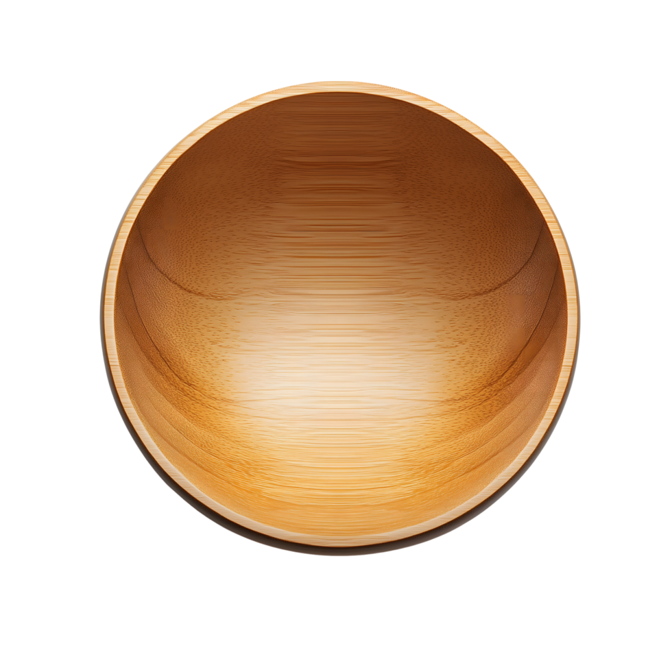 Empty Round Wood Bowl HighAngle View Isolated on Transparent Background Design png
