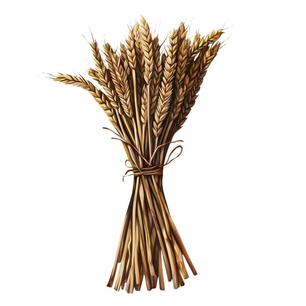 HandTied Golden Wheat Sheaf Bundle on Transparent Background png