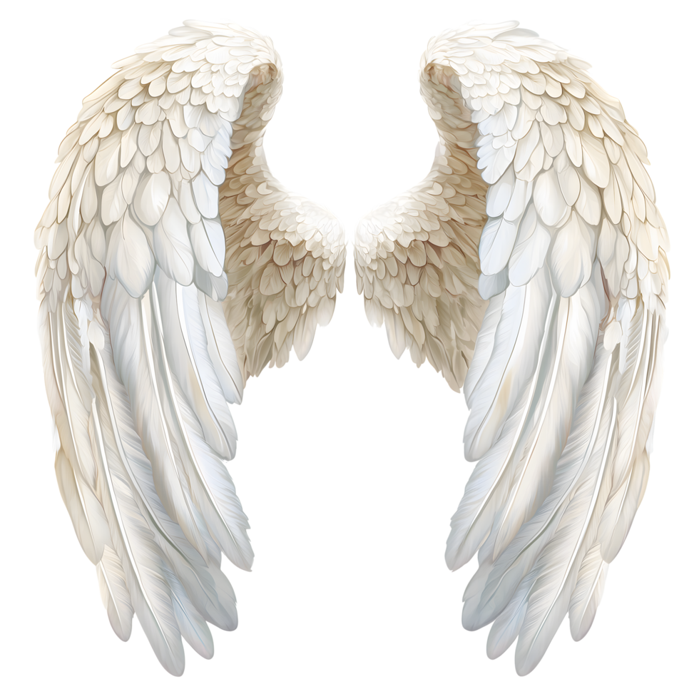 Detailed Elegant Angel Wings on Transparent Background Design png