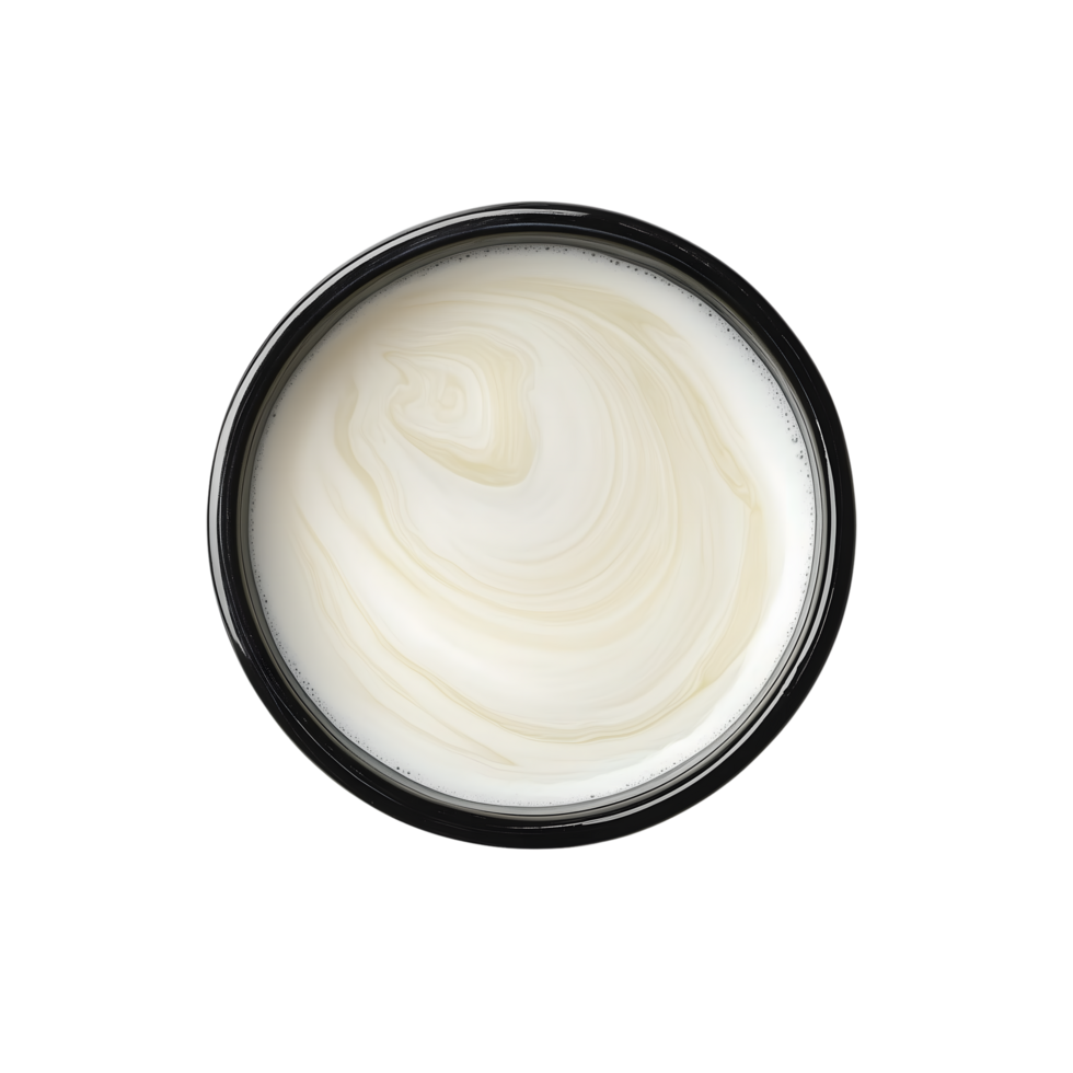 Top View of Creamy Swirls in a Glass Bowl on Transparent Background png