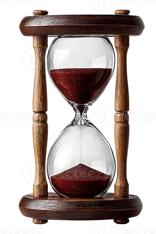 Elegant hourglass depicting the passage of time in a vintage style. png