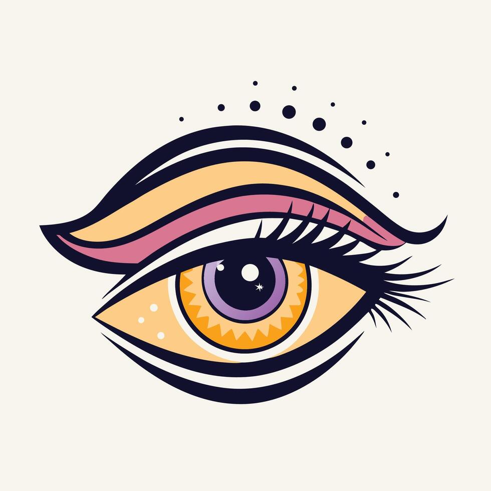 Expressive logo showcasing an eye design for a contemporary makeup brand emphasizing creativity and beauty with vibrant colors and intricate details vector