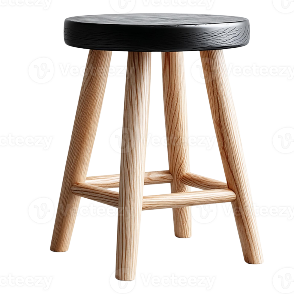 Modern wooden stool with a sleek, minimalist design. png
