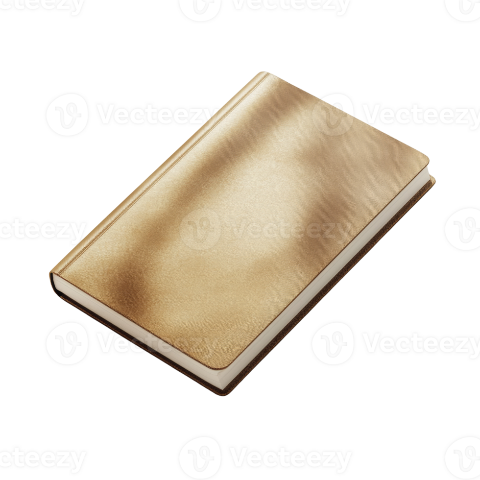 Isolated golden-toned journal mockup evoking reflection and creative writing space png