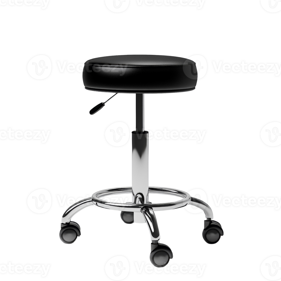 Sleek adjustable height stool with chrome base against an isolated background for design purposes png