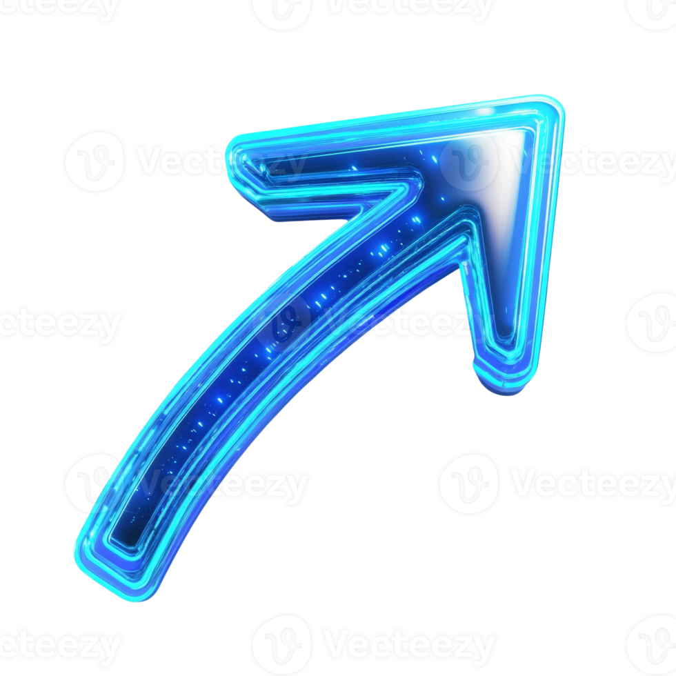 Illuminated directional pointer showcasing luminescence and advanced digital design, a modern guidance icon png