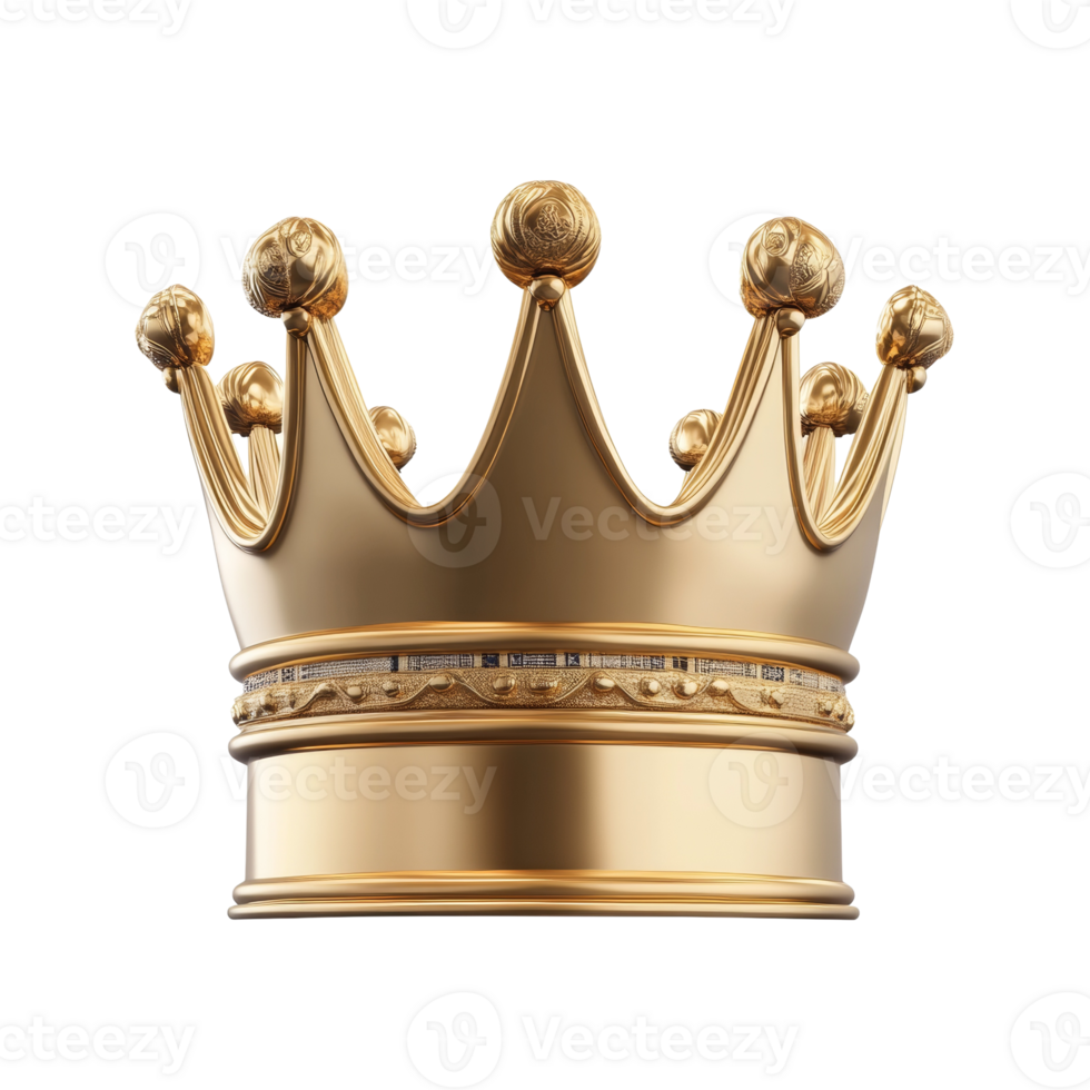 Exquisite gilded crown shimmers with detailed craftsmanship on an isolated elegant composition, symbolizing power and royalty png