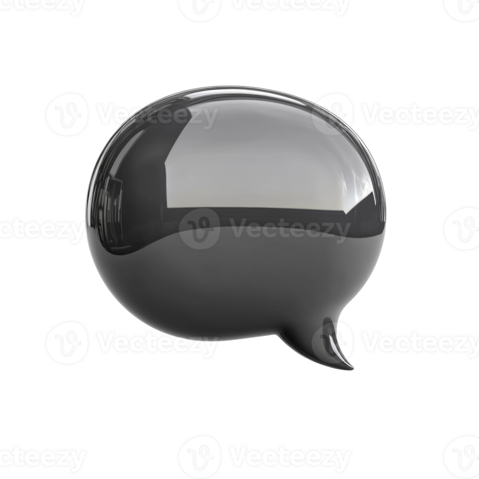 Sleek communication bubble with refined metallic texture on isolated transparency png