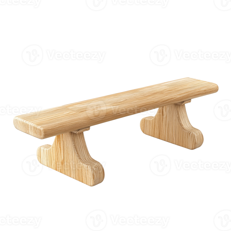Isolated minimalist wooden bench on transparent backdrop for product display and presentation png